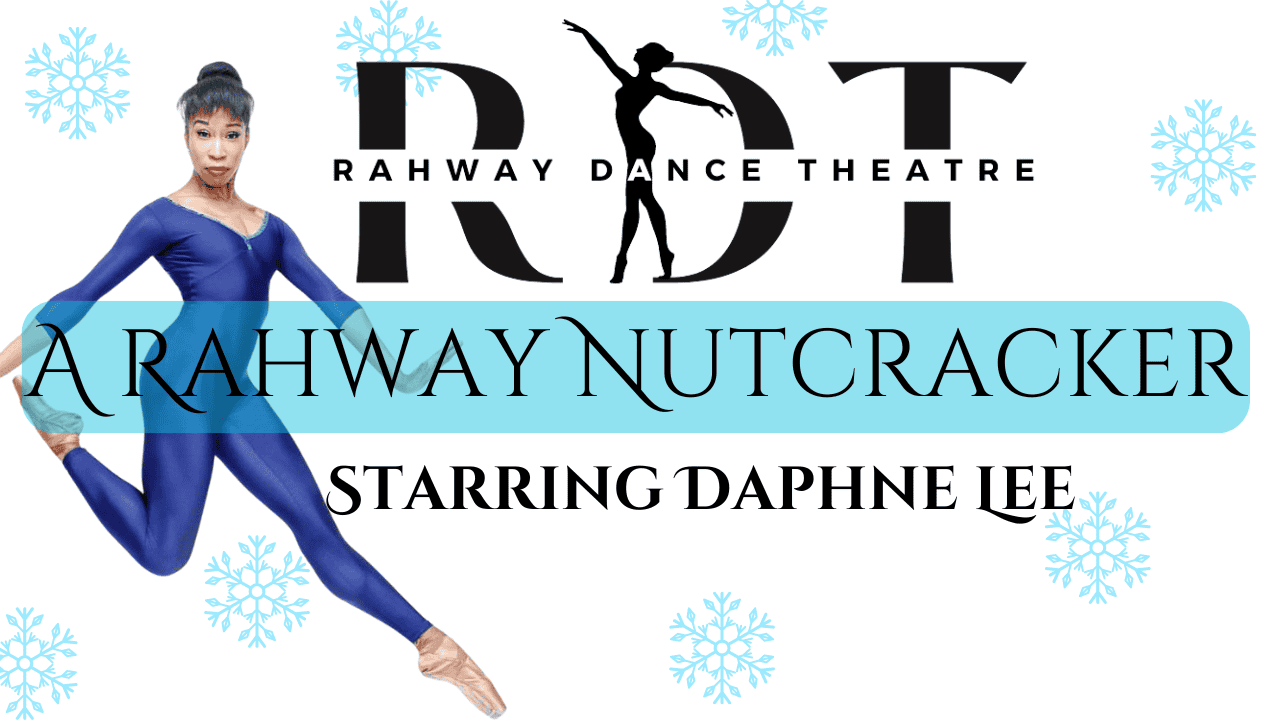 Elegant dancer in blue dance costume performing Nutcracker ballet, Rahway Dance Theatre performance.